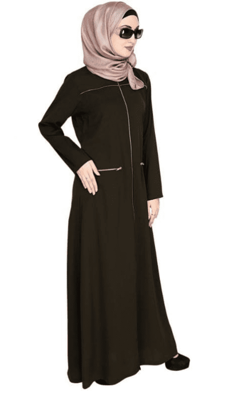 Metallic Zip Olive Abaya (Made-To-Order)
