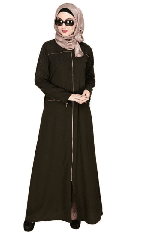 Metallic Zip Olive Abaya (Made-To-Order)