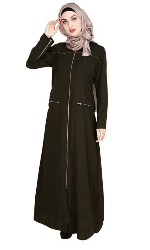 Metallic Zip Olive Abaya (Made-To-Order)