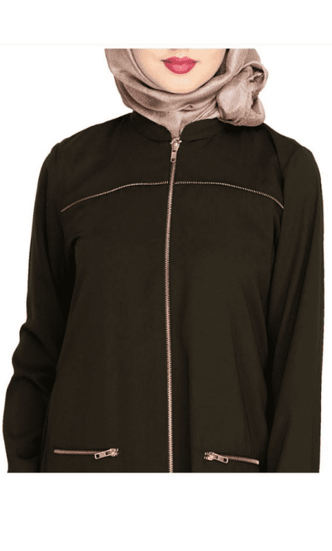 Metallic Zip Olive Abaya (Made-To-Order)