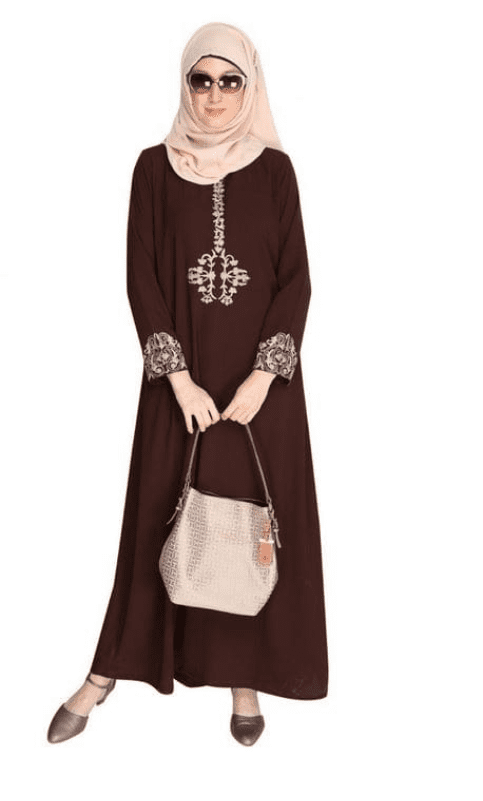 Persian Embroidered Brown Abaya (Made-To-Order)