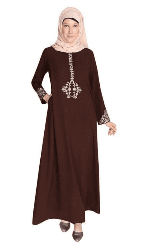 Persian Embroidered Brown Abaya (Made-To-Order)
