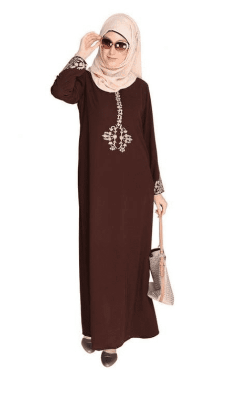 Persian Embroidered Brown Abaya (Made-To-Order)
