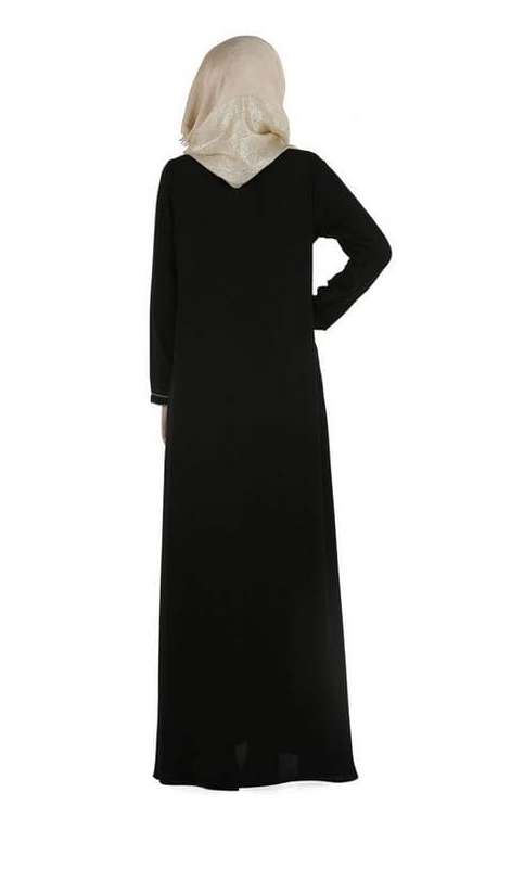 Popular Black Gold Zari Abaya (Made-To-Order)