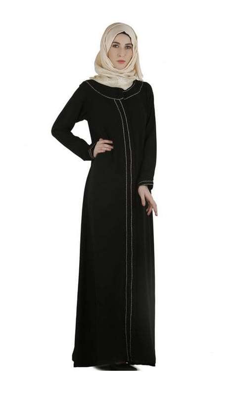 Popular Black Gold Zari Abaya (Made-To-Order)