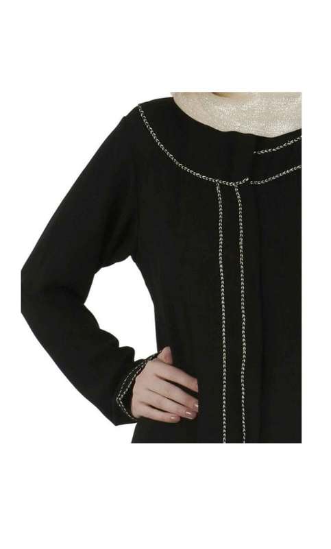 Popular Black Gold Zari Abaya (Made-To-Order)