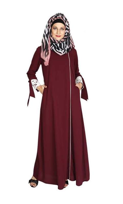 Purple Lace & Bow Detailed Abaya (Made-To-Order)