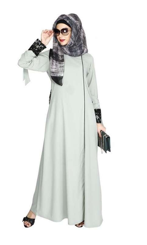 Sage Green Lace & Bow Detailed Abaya (Made-To-Order)