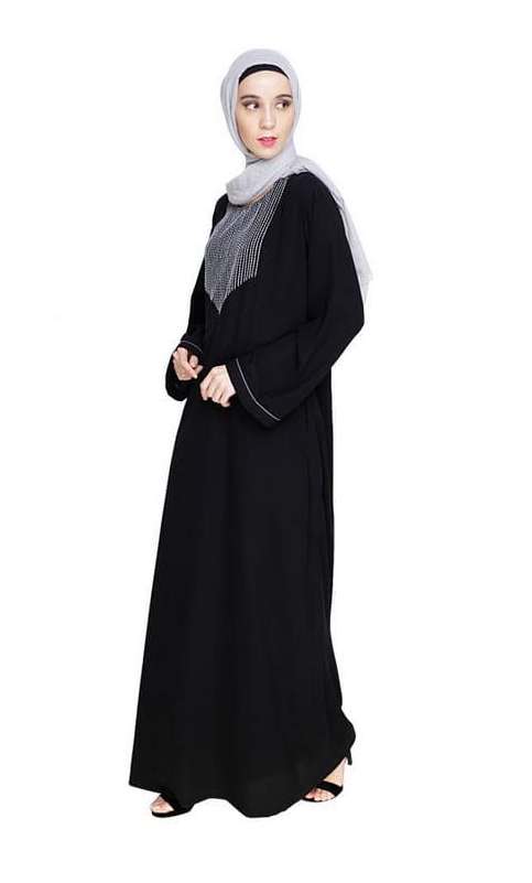 Whimsical Embroidered Black Dubai Style Abaya