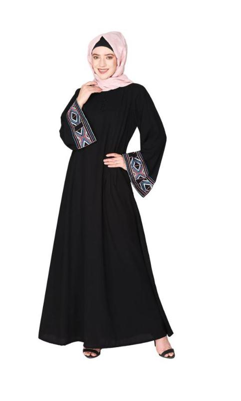 A Pretty Smooth Flowing Bohemian Bell Sleeves Black Abaya