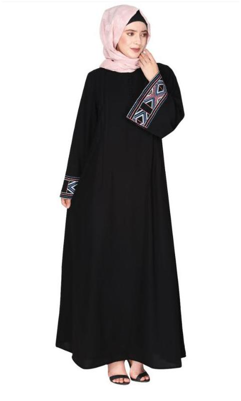 A Pretty Smooth Flowing Bohemian Bell Sleeves Black Abaya