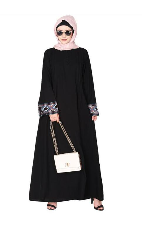 A Pretty Smooth Flowing Bohemian Bell Sleeves Black Abaya