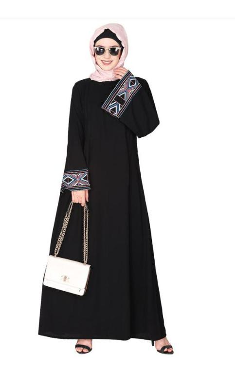 A Pretty Smooth Flowing Bohemian Bell Sleeves Black Abaya