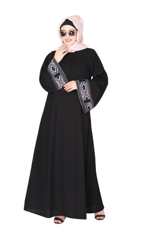 A Pretty Smooth Flowing Bohemian Bell Sleeves Black Abaya