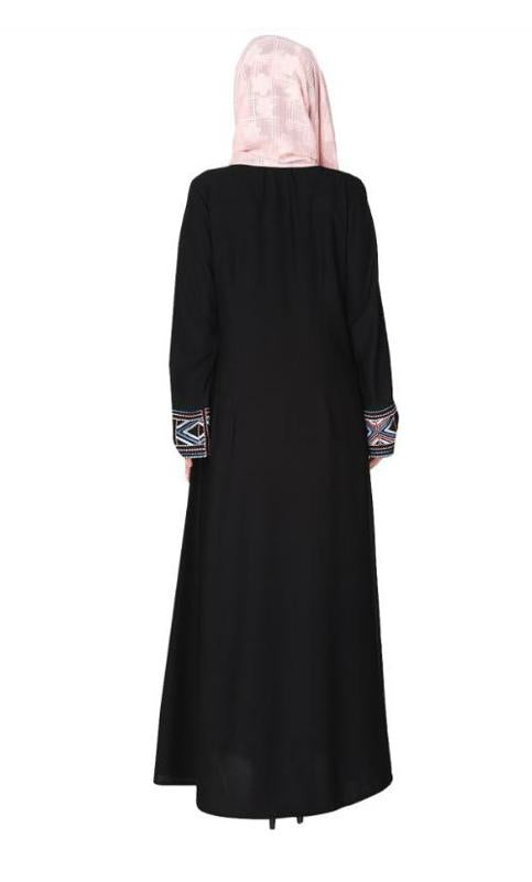 A Pretty Smooth Flowing Bohemian Bell Sleeves Black Abaya