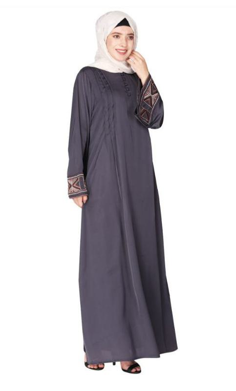 A Pretty Smooth Flowing Bohemian Bell Sleeves Grey Abaya