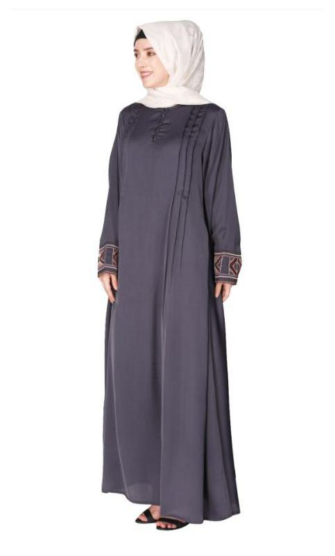 A Pretty Smooth Flowing Bohemian Bell Sleeves Grey Abaya