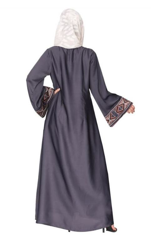 A Pretty Smooth Flowing Bohemian Bell Sleeves Grey Abaya