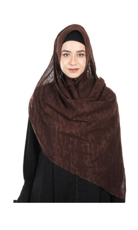 Abstract Design Formal Coffee Brown Chiffon Hijab