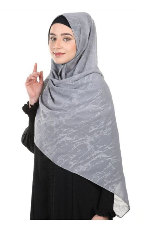 Abstract Design Formal Grey Chiffon Hijab