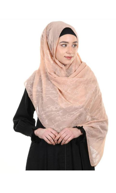 Abstract Design Formal Peach Chiffon Hijab