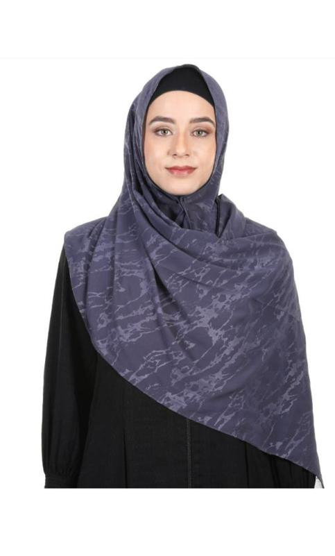 Abstract Design Formal Sapphire Blue Chiffon Hijab