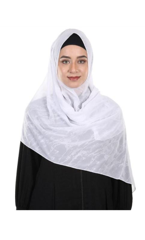 Abstract Design Formal White Chiffon Hijab