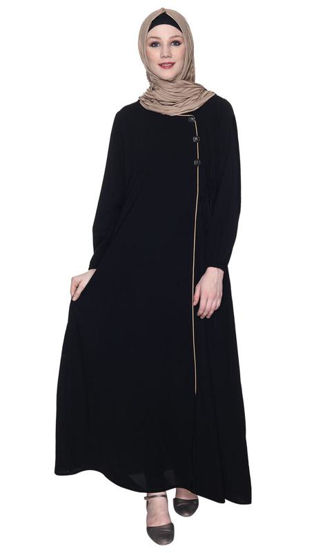 Angrakha Style Black Abaya (Made-To-Order)