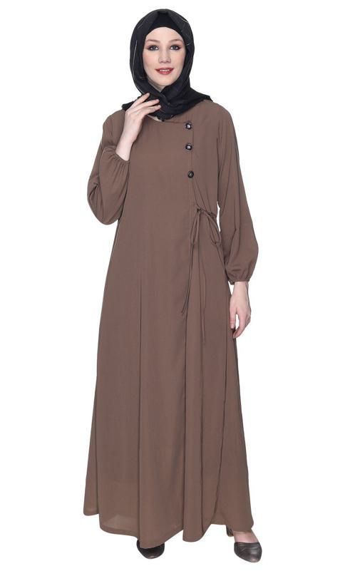 Angrakha Style Brown Abaya