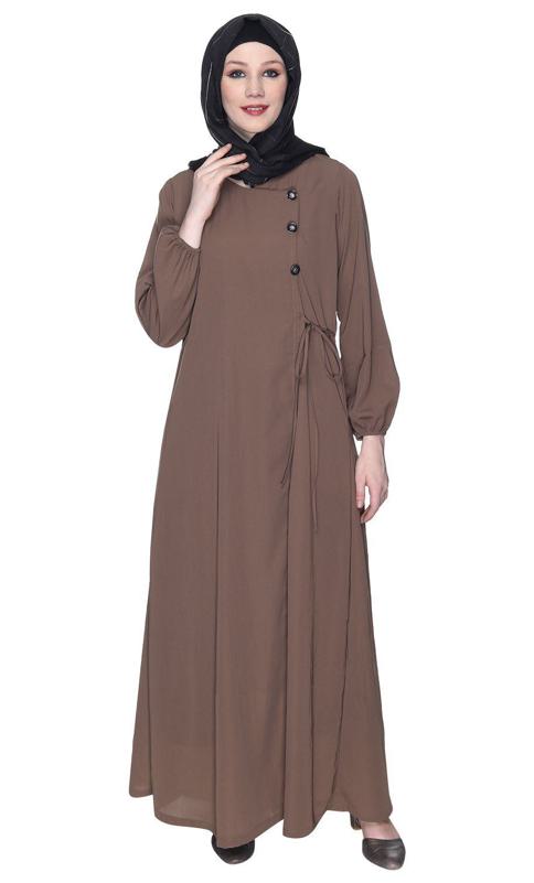 Angrakha Style Brown Abaya (Made-To-Order)