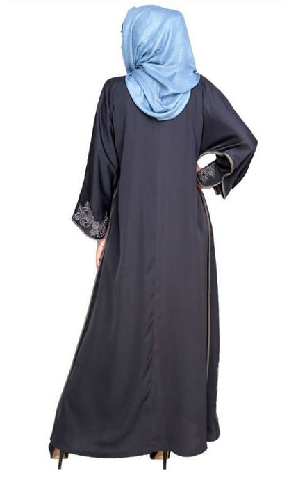 Bewitchting Floral Dubai Style Embroidered Grey Abaya