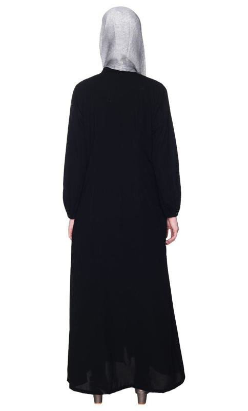 Black Abaya With Flashy Metallic Beads Embroidery