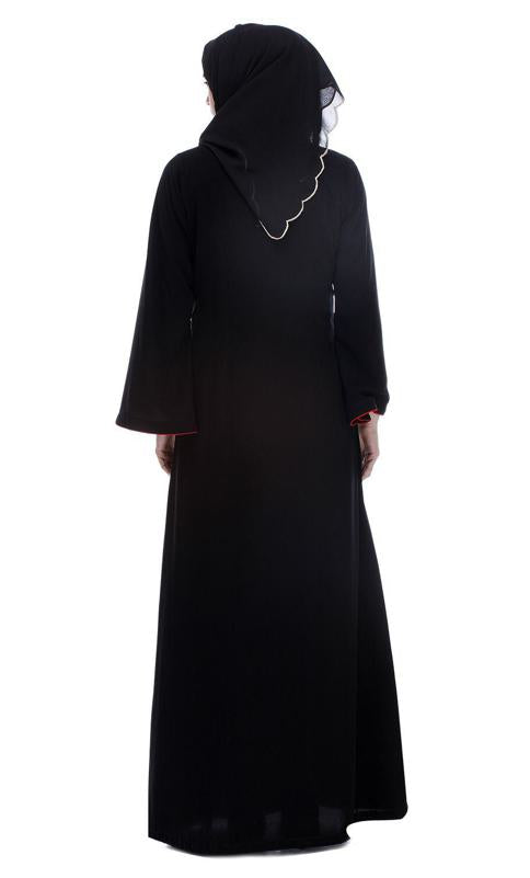 Black Abaya With Multi Coloured Thread Embroidery