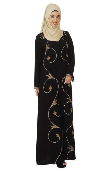 Black Abaya With Zari Dori Work (Made-To-Order)