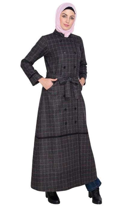 Black Double Breasted Panel Coat (Made-To-Order)