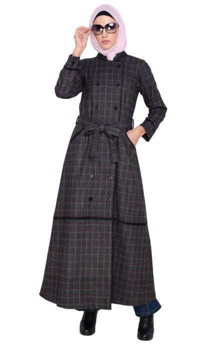 Black Double Breasted Panel Coat (Made-To-Order)