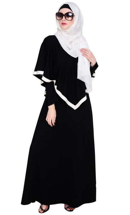 Black Fancy Cape Abaya (Made-To-Order)