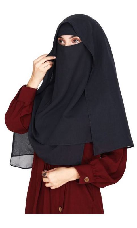 Black Georgette Khimar Style Face Veil Naqab (Made-To-Order)