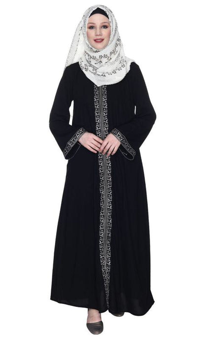 Black Premium Abaya With Embroidery (Made-To-Order)