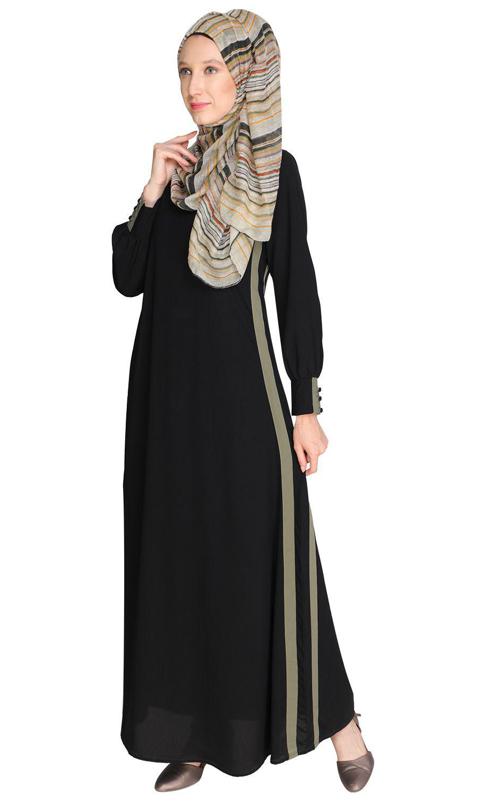 Black Side Detailed Abaya