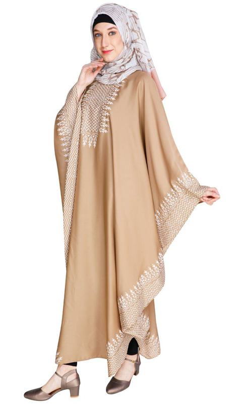 Block Printed Beige Kaftan