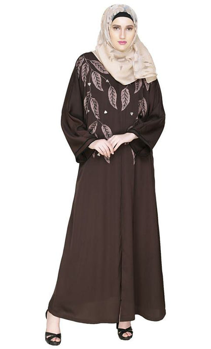 Blossomy Dubai Style Dark Brown Abaya