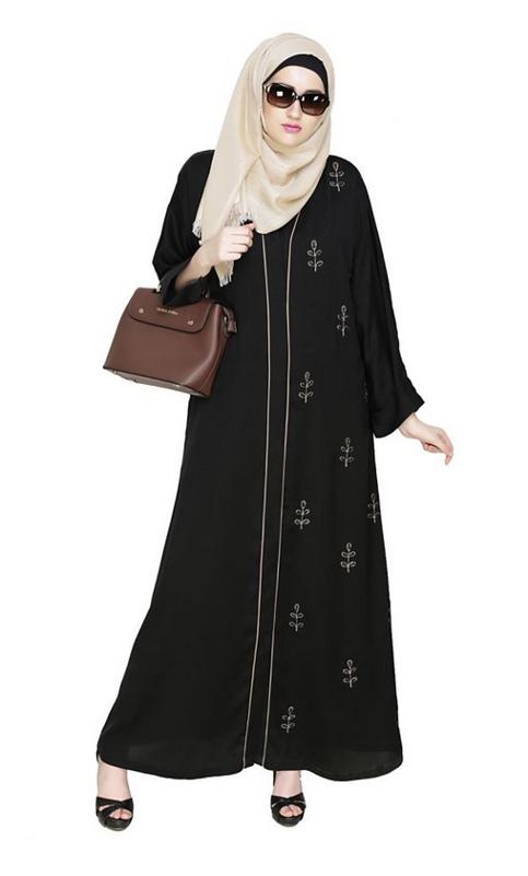 Botanic Black Beaded Dubai Style Abaya (Made-To-Order)