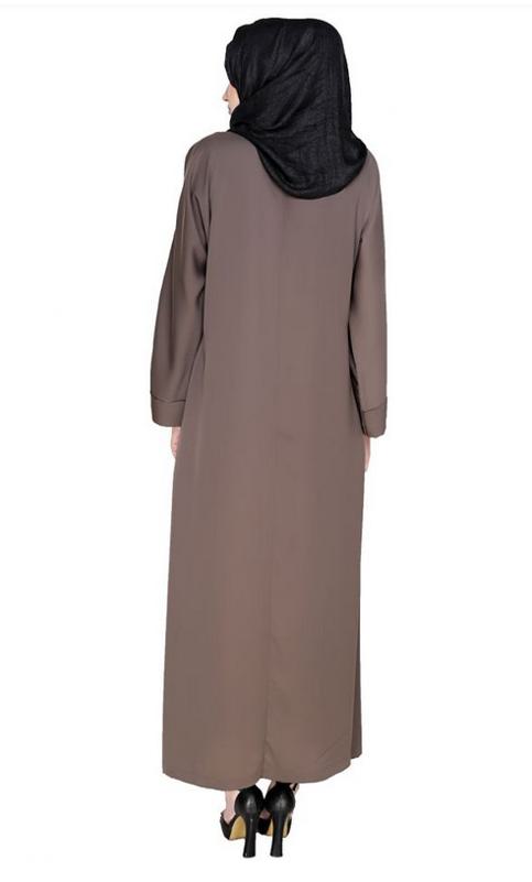 Botanic Oak Brown Beaded Dubai Style Abaya