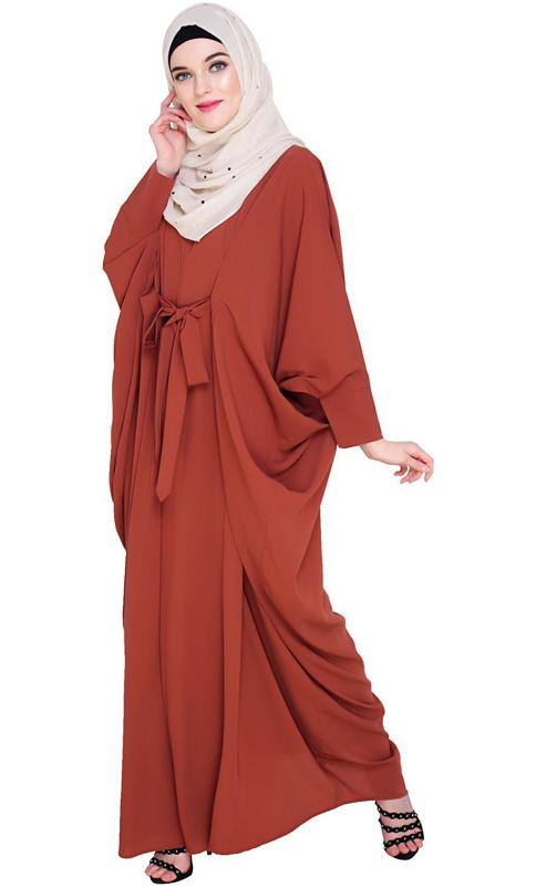 Bow Embellished Brick Red Kaftan