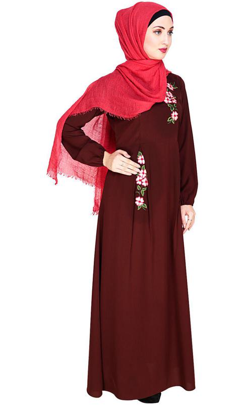 Box Pleated Brown Abaya