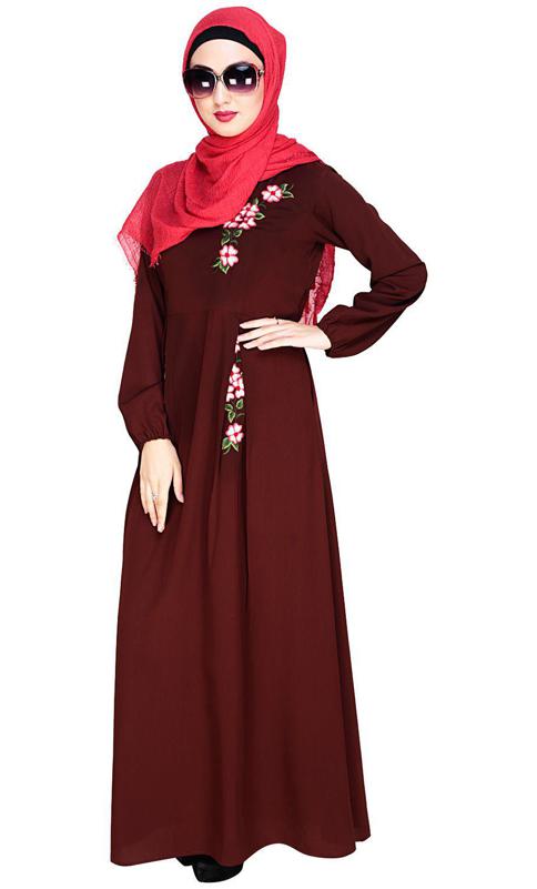 Box Pleated Brown Abaya