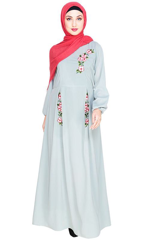 Box Pleated Sage Green Abaya