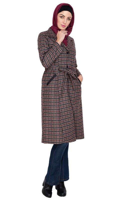 Brown Notch Lapel Panel Coat