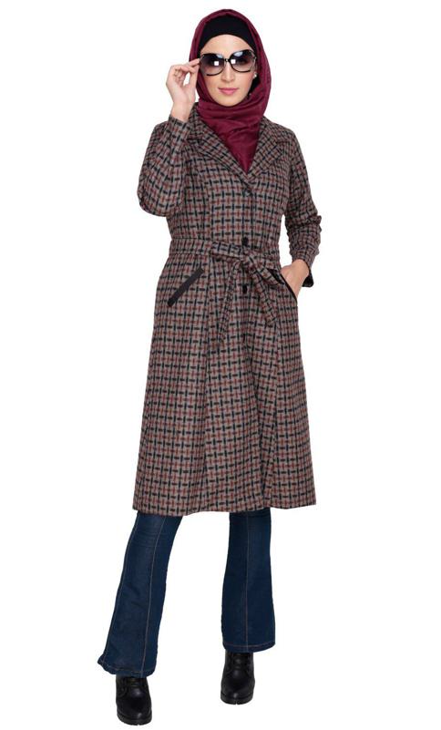 Brown Notch Lapel Panel Coat